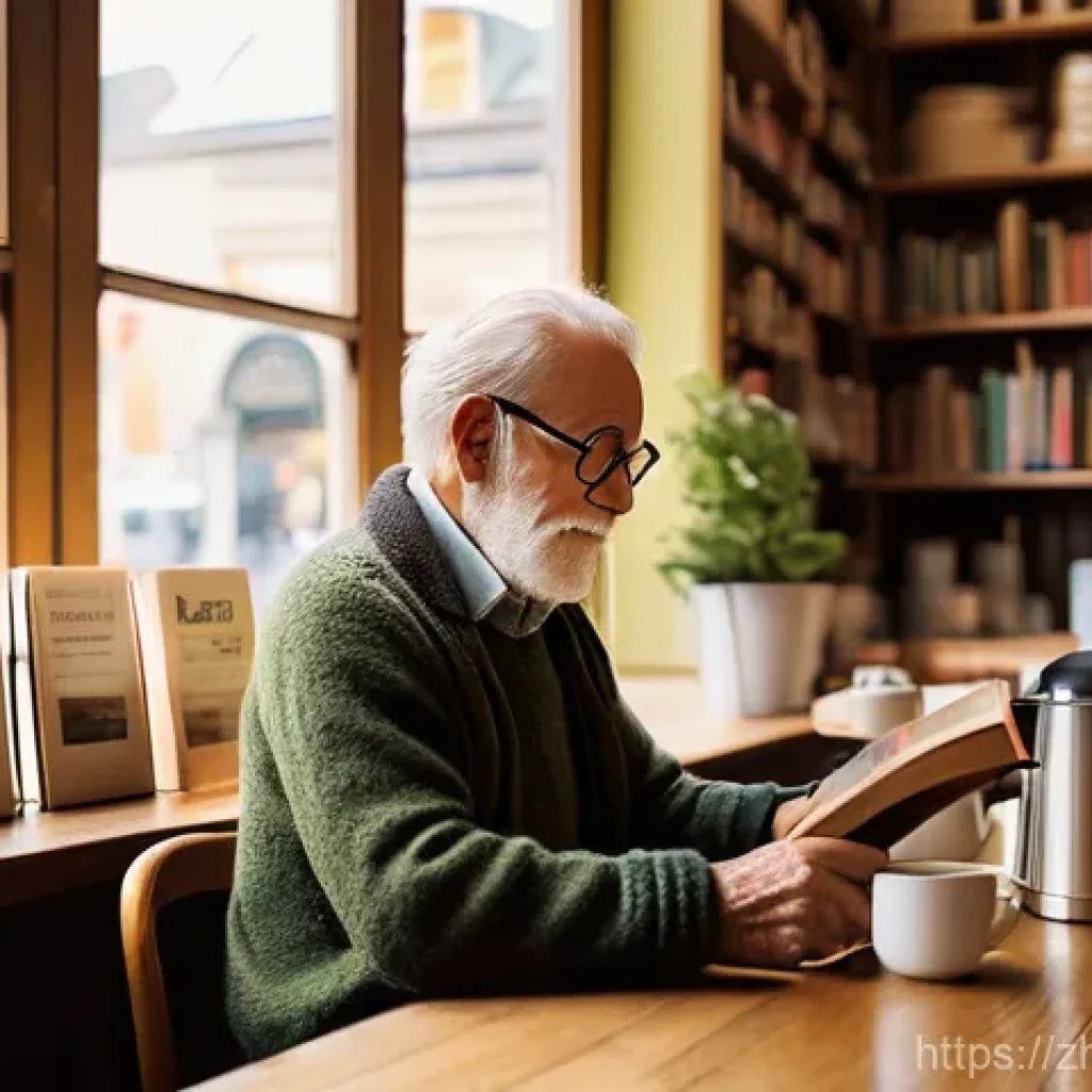정신과 심리검사 예약 방법 - **Prompt 1: Cozy Bookstore Cafe**
A wide shot of a bustling, cozy bookstore cafe on a rainy afte...