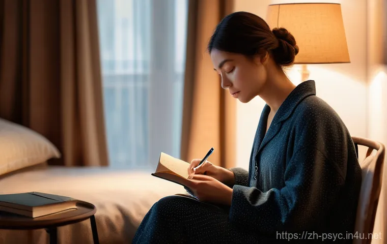 정신과 방문 준비물 - **Prompt:** A serene and introspective atmosphere, depicting a person (adult, dressed in comfortable...