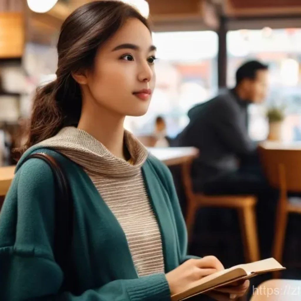 사회불안장애 극복 사례 - **Prompt:** A slightly introverted young adult, dressed in comfortable, modest casual wear, stands a...