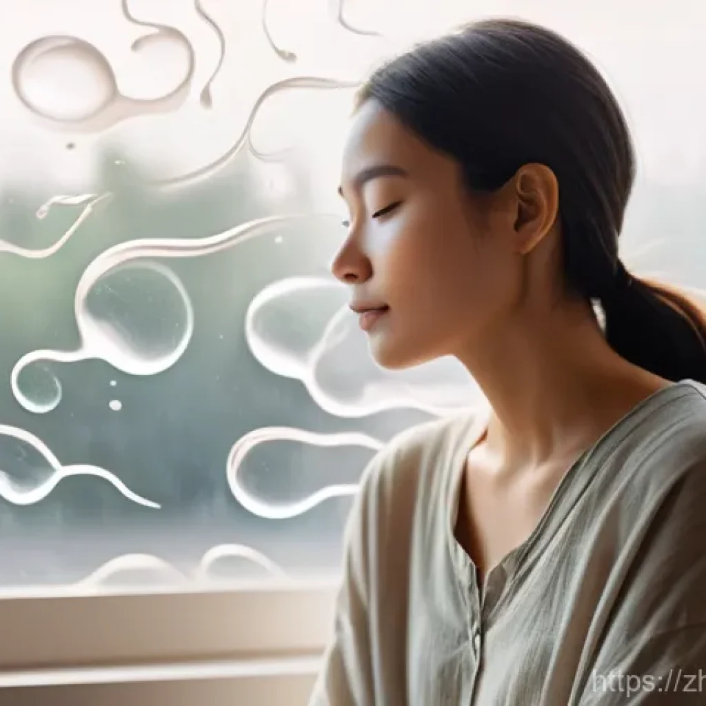 강박증 완화 방법 - **Mindful Observation of Thoughts**
A serene young woman, appearing to be in her mid-twenties, s...