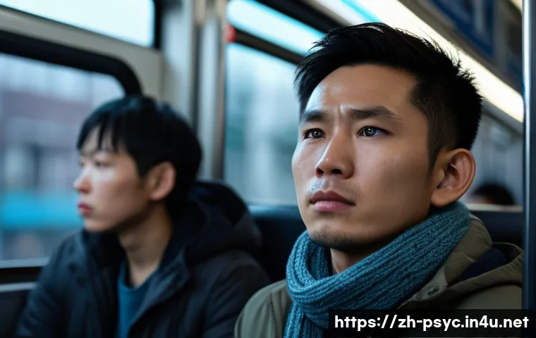공황장애 치료 후기 - ) A cinematic, hyper-realistic close-up of a young adult (early 30s) East Asian person sitting on a ...