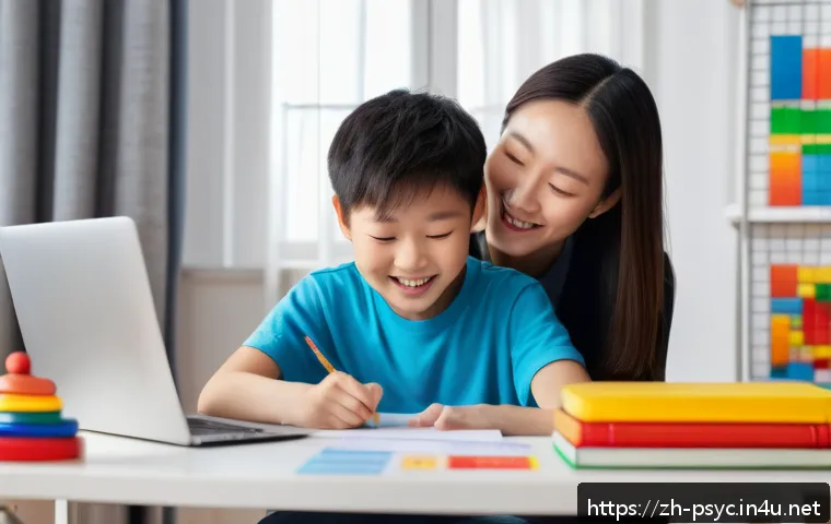 소아 ADHD 치료 성공 사례 - A warm and supportive family scene showing a young Chinese boy with ADHD wearing comfortable casual ...