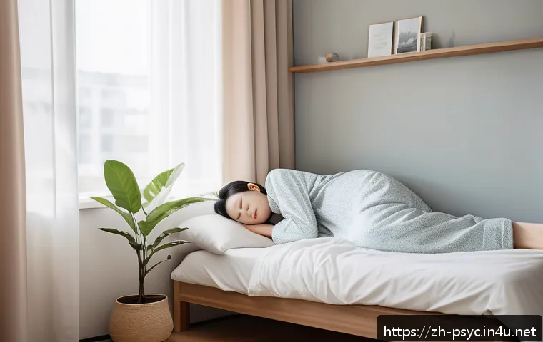 정신건강의 중요성 - A serene bedroom scene showcasing a young adult practicing a consistent sleep routine: the individua...